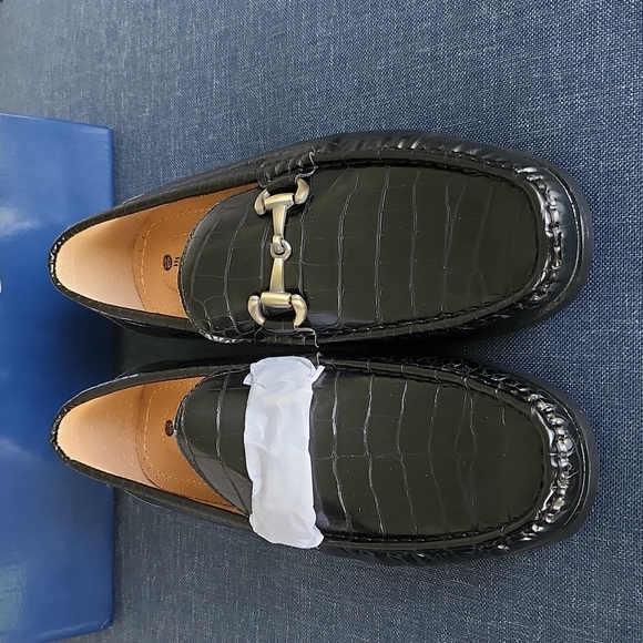 NIB Mens Easy Strider Timeless Classy Comfort Loafer Shoes Black Croc Size 10 - Picture 2 of 16